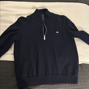 J.Lindeberg Men's Dark Blue Zip-Up Sweater